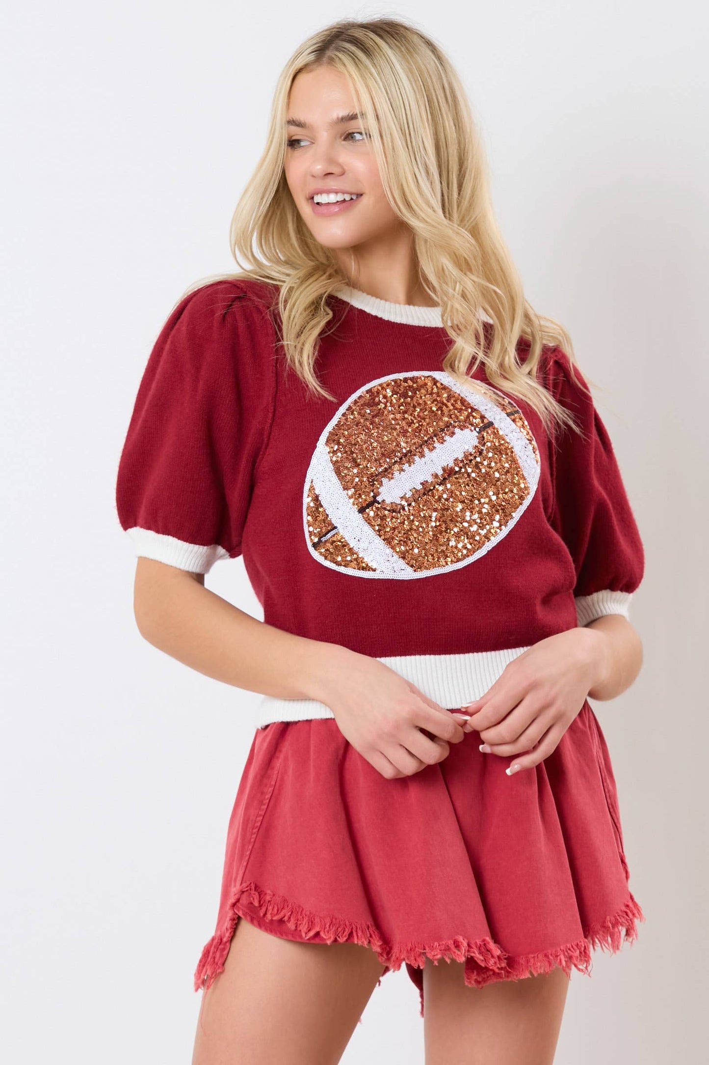 Football Sequin Embroidery Viscose Sweater - Preorders