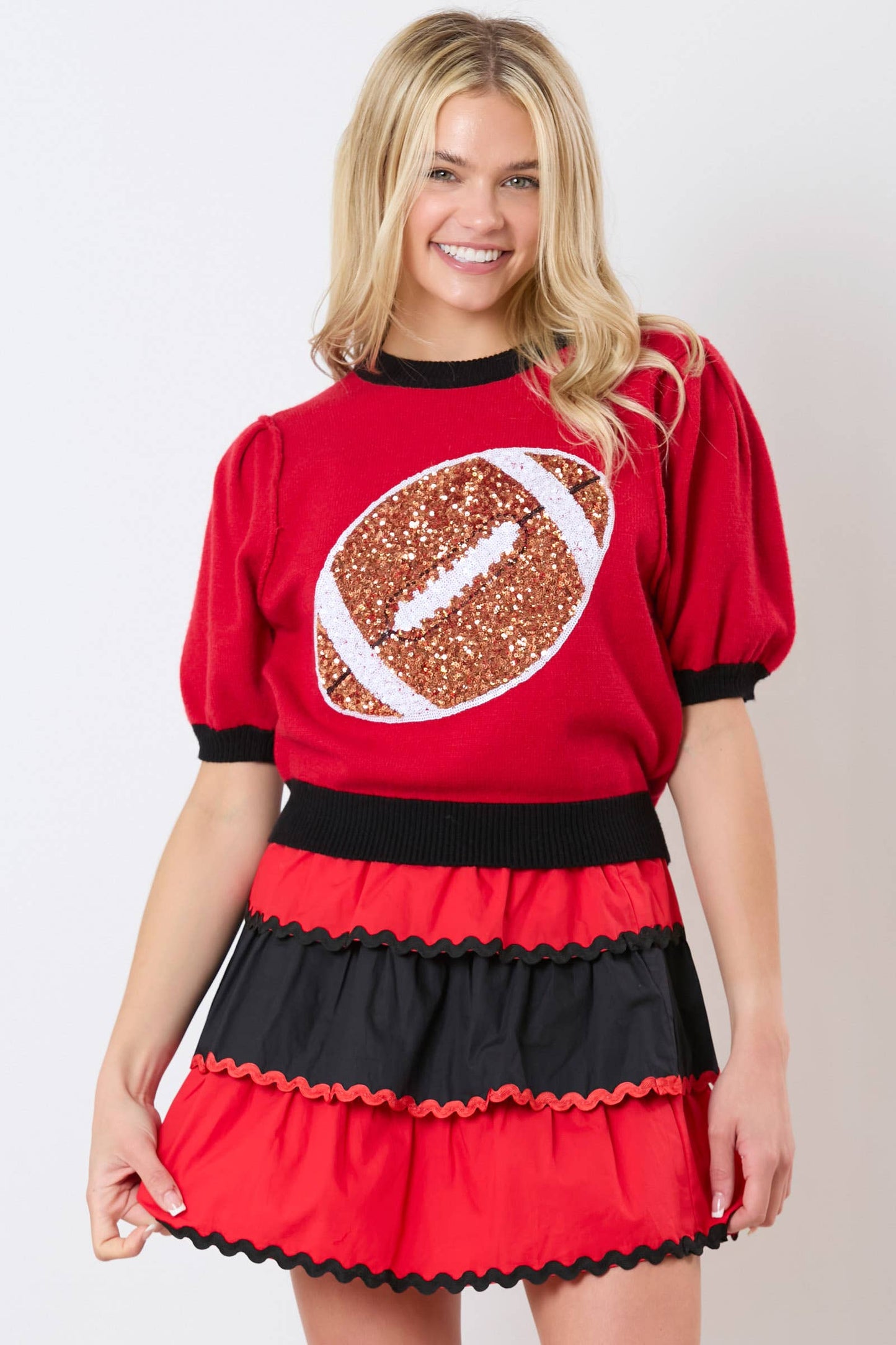 Football Sequin Embroidery Viscose Sweater - Preorders