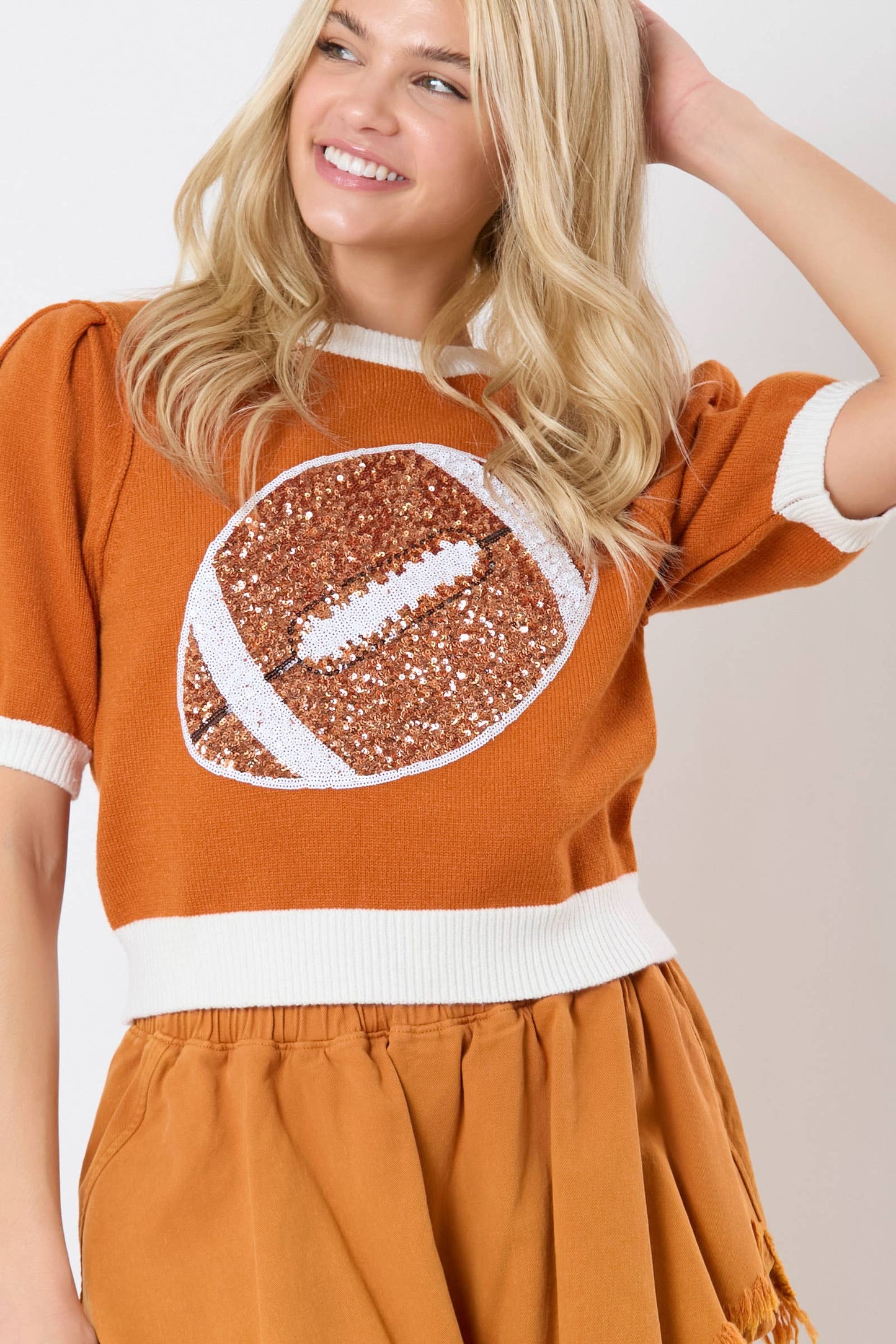 Football Sequin Embroidery Viscose Sweater - Preorders