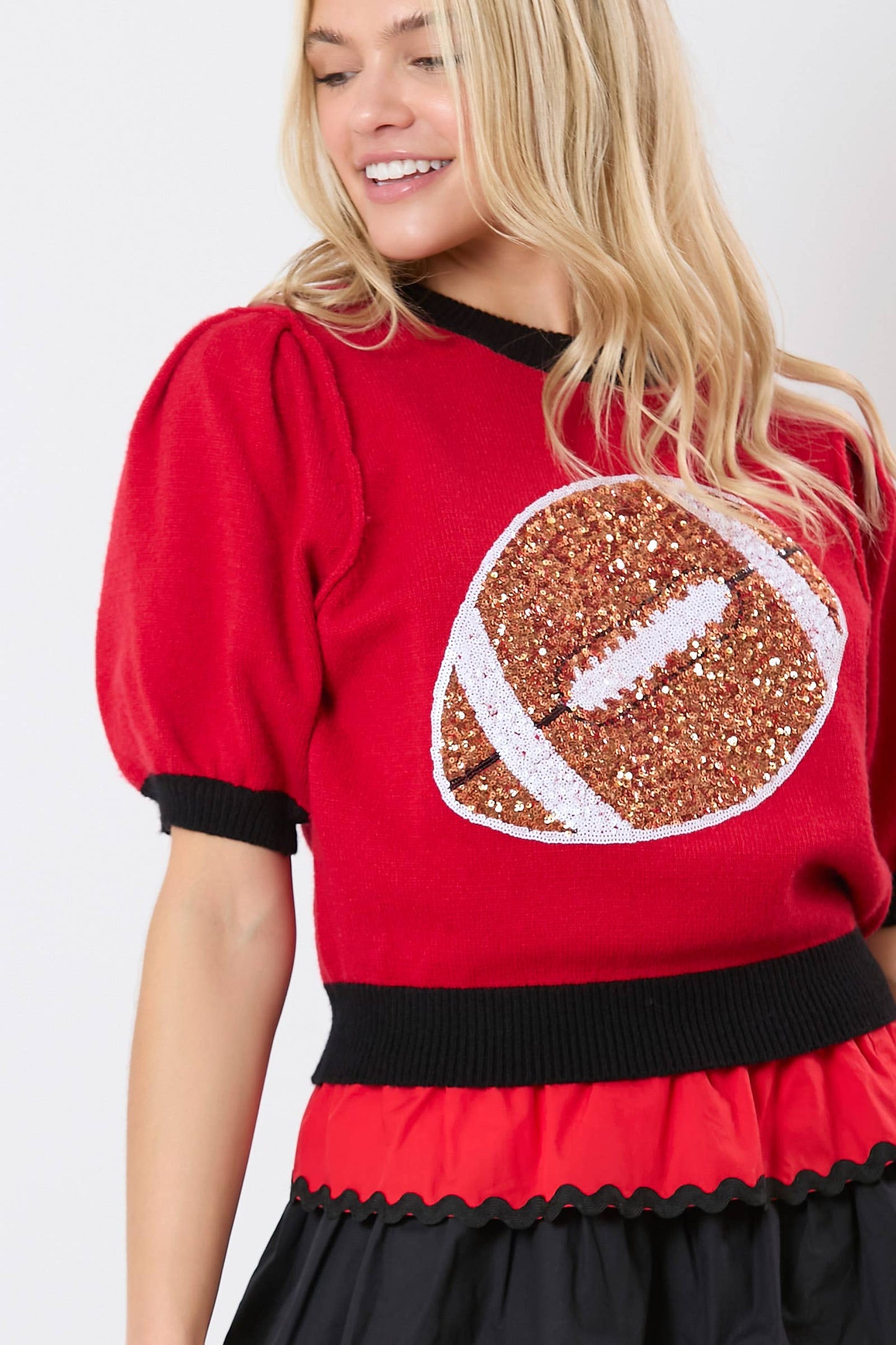 Football Sequin Embroidery Viscose Sweater - Preorders