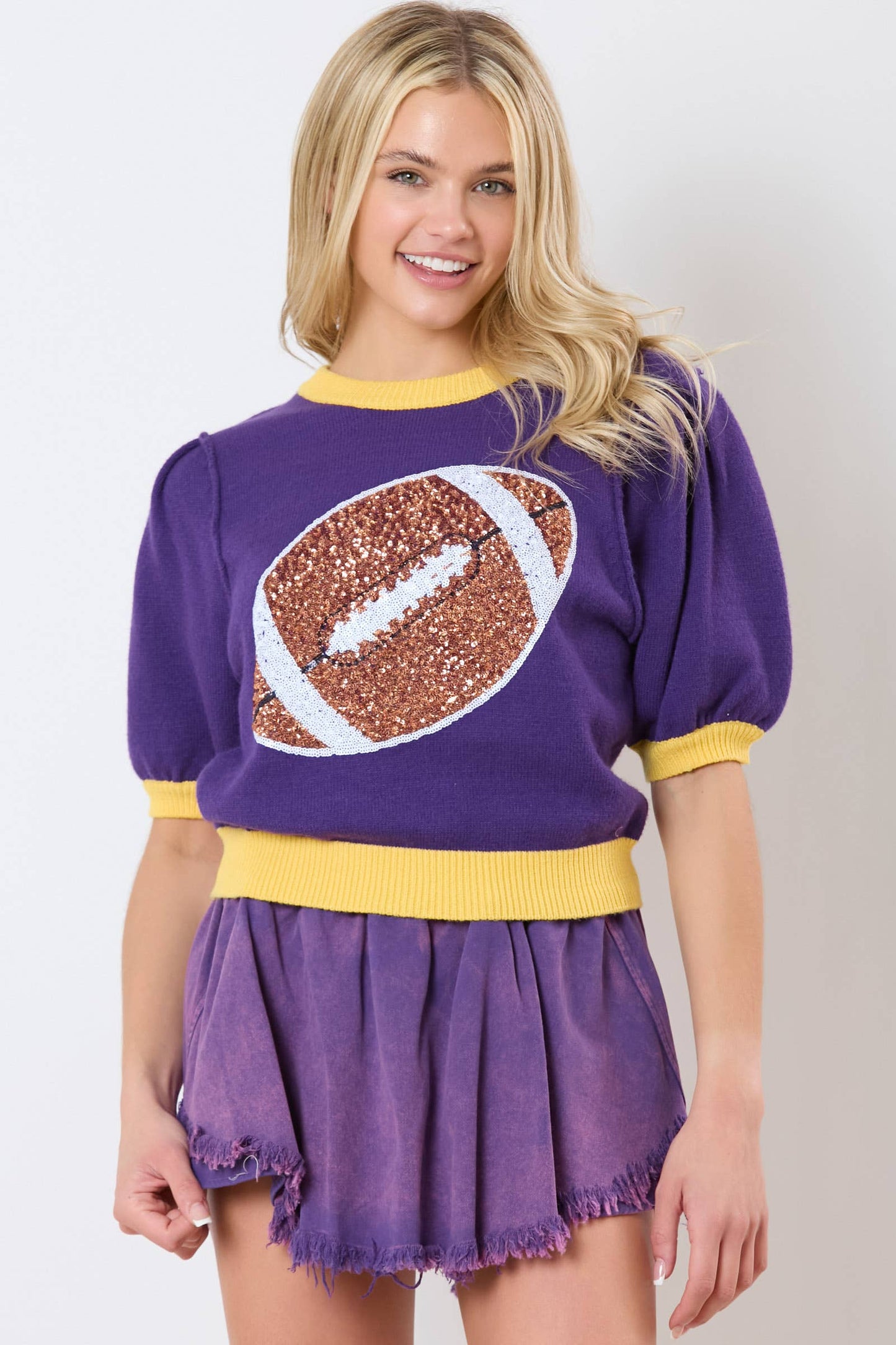 Football Sequin Embroidery Viscose Sweater - Preorders