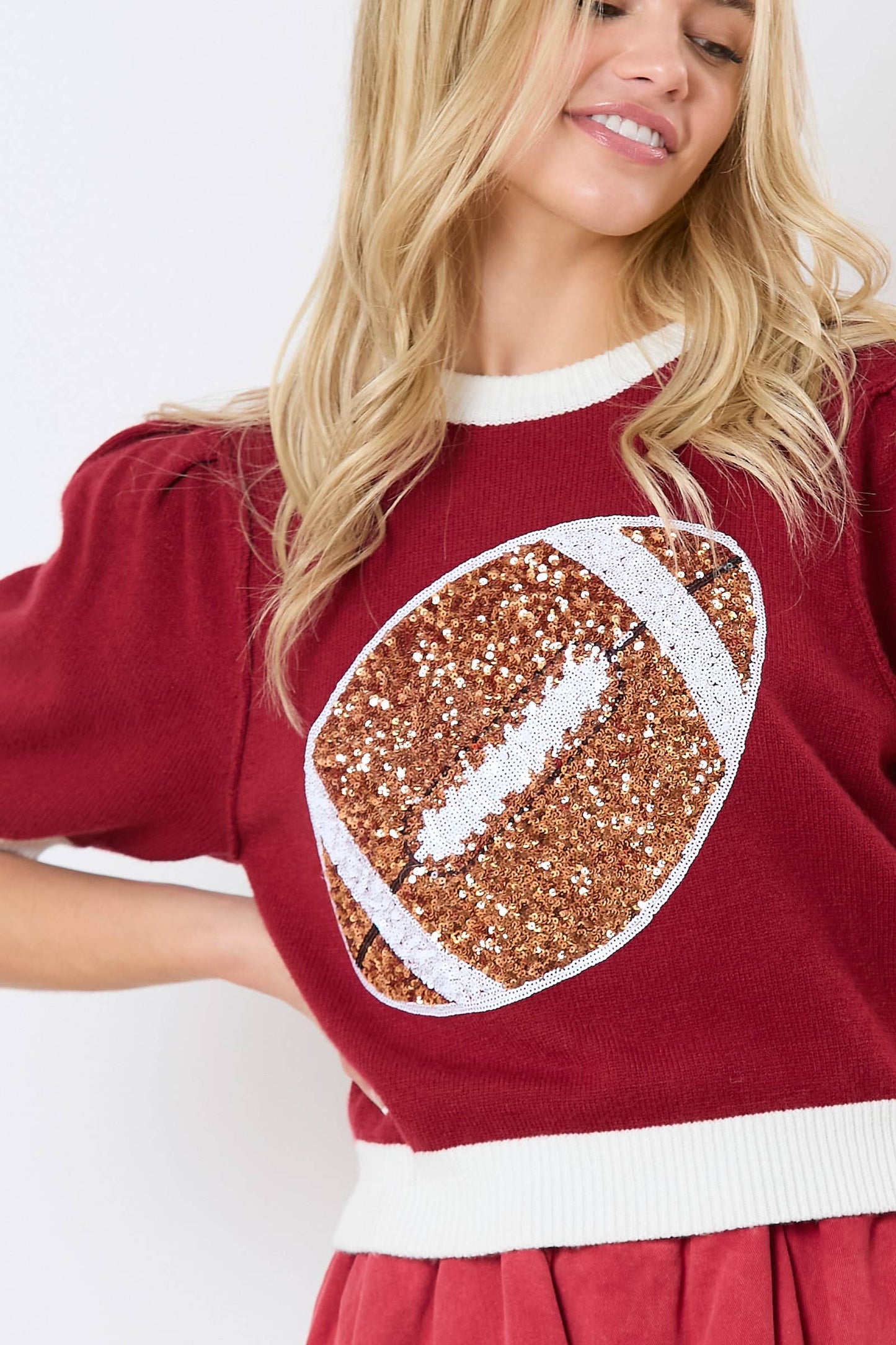 Football Sequin Embroidery Viscose Sweater - Preorders