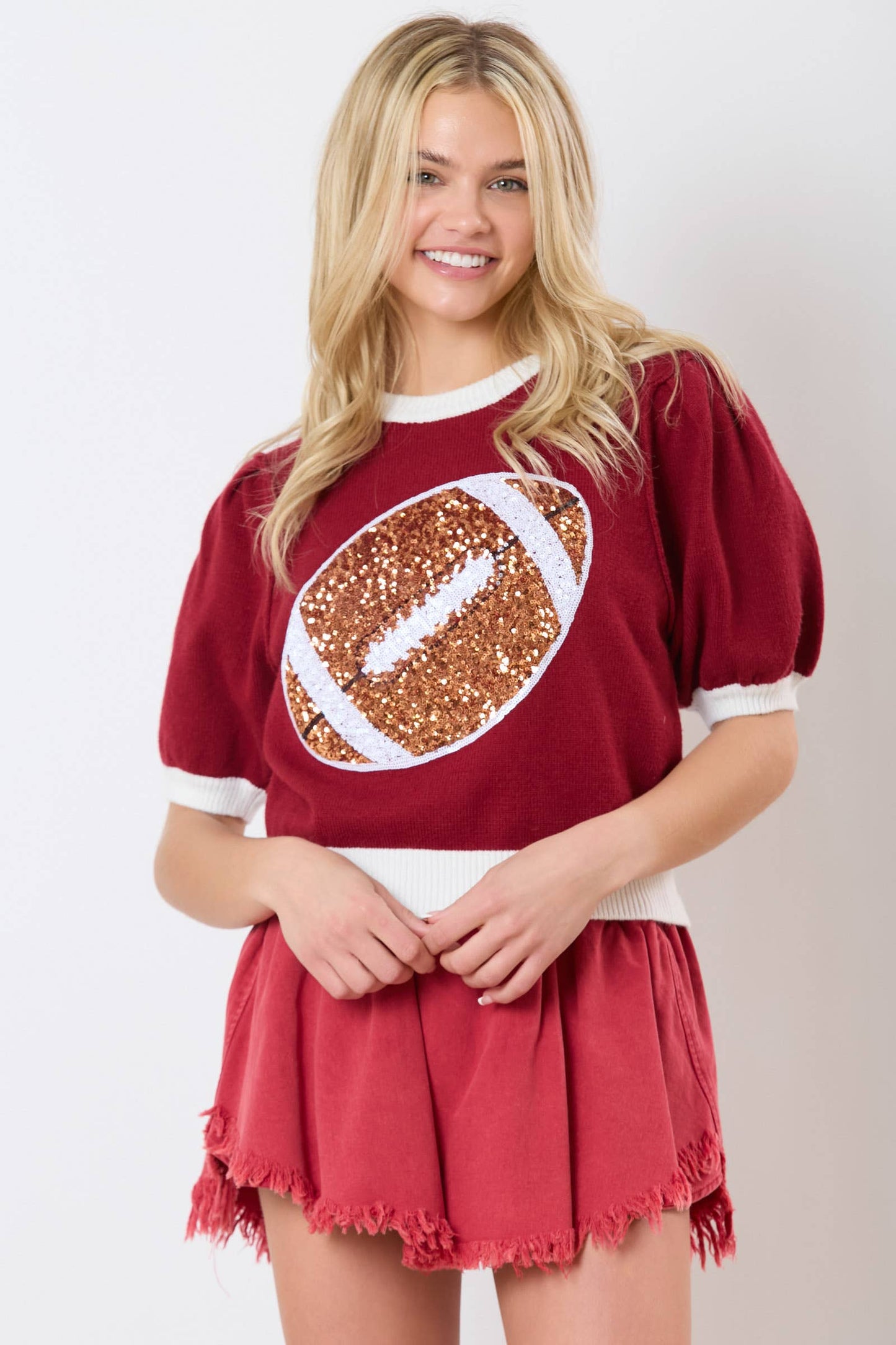 Football Sequin Embroidery Viscose Sweater - Preorders