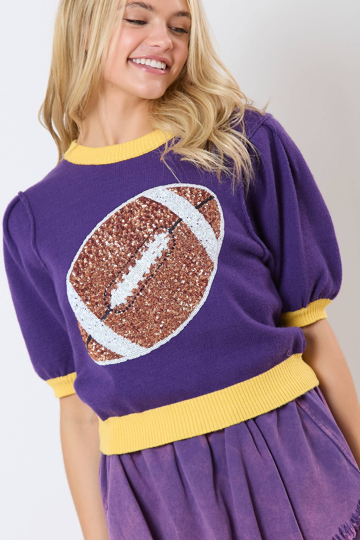 Football Sequin Embroidery Viscose Sweater - Preorders