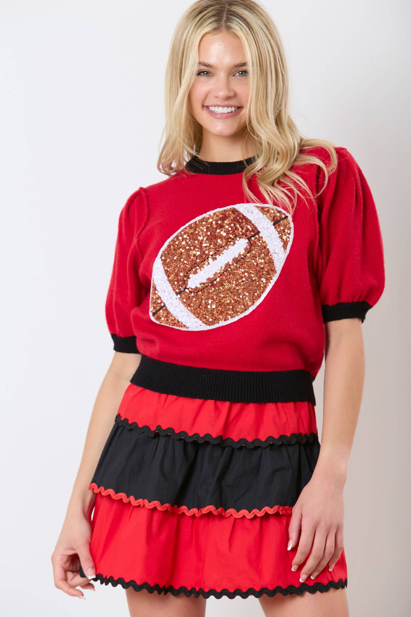 Football Sequin Embroidery Viscose Sweater - Preorders